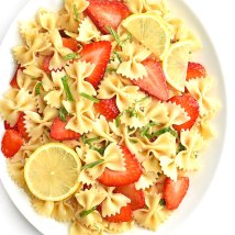 http://shewearsmanyhats.com/strawberry-lemon-basil-pasta-salad-recipe/